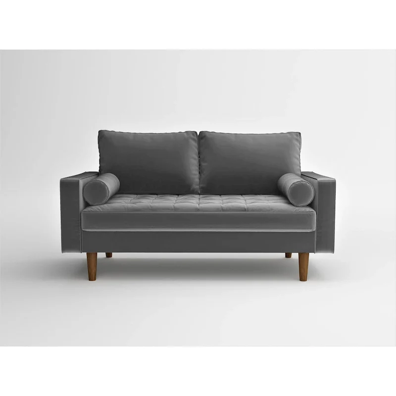 Faux Leather Mid-Century Loveseat – 2-Seat, Multiple Colors