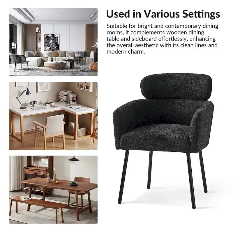 Amos Modern Boucle Dining Chair with Adjustment Feet Set of 2 by HULALA HOME