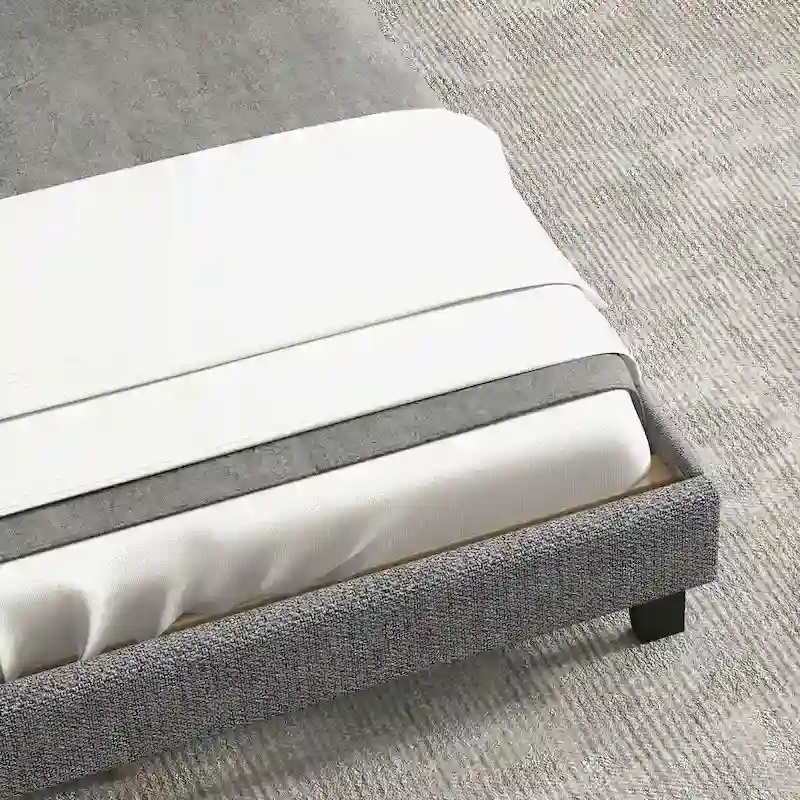 Upholstered Platform Bed Frame, Button Tufted Adjustable Headboard, Blue, Full / Queen / King, 2-Person Use