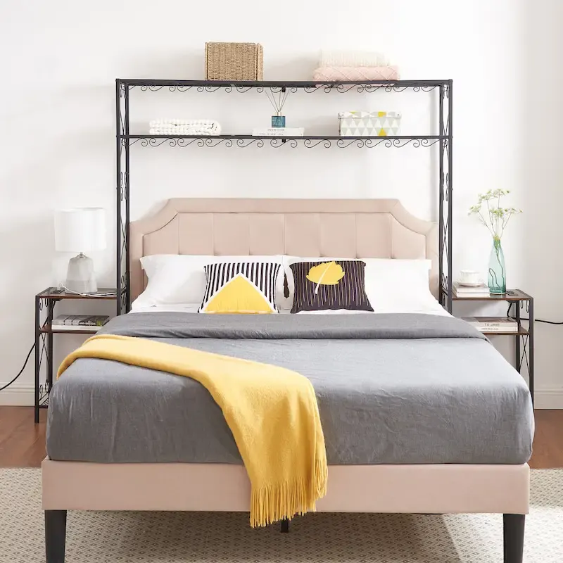Rustic Brown Metal Queen Bed Frame