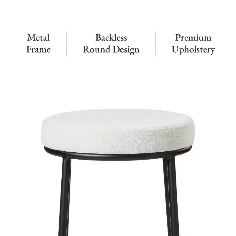 Maven Lane Stella Backless Metal Counter Stool with Fabric Upholstered Seat 26