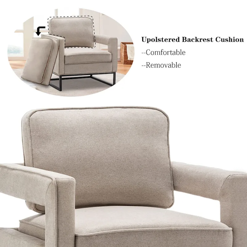 Modern Arm Accent Chair, Mid Century Living Room Chair Upholstered Lounge Chair