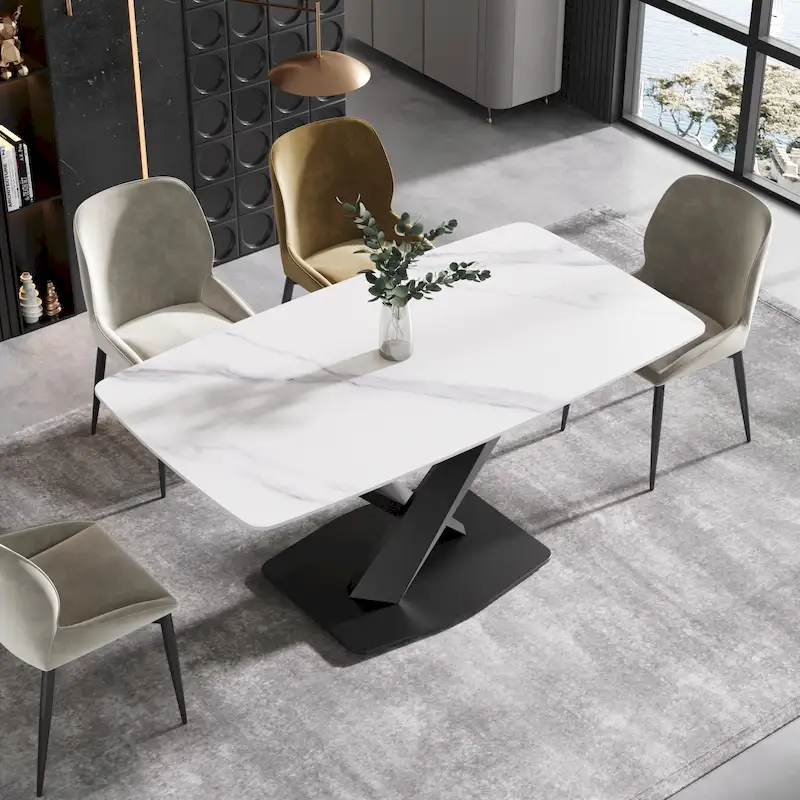 63 inch Modern White Rectangular Dining Table