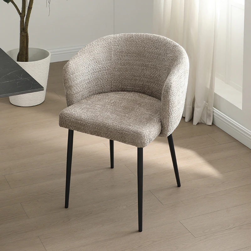 Modern Chenille Upholstered  Metal Leg Dining Chair