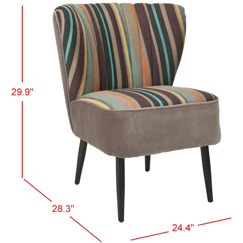 Mid-Century Rainbow Striped Accent Chair - 24W x 28D x 30H
