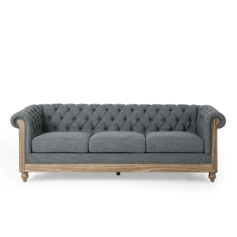 Saragus Chesterfield Sofa with Nailhead Trim by Christopher Knight Home - 85.50  L x 33.25  W x 28.50  H