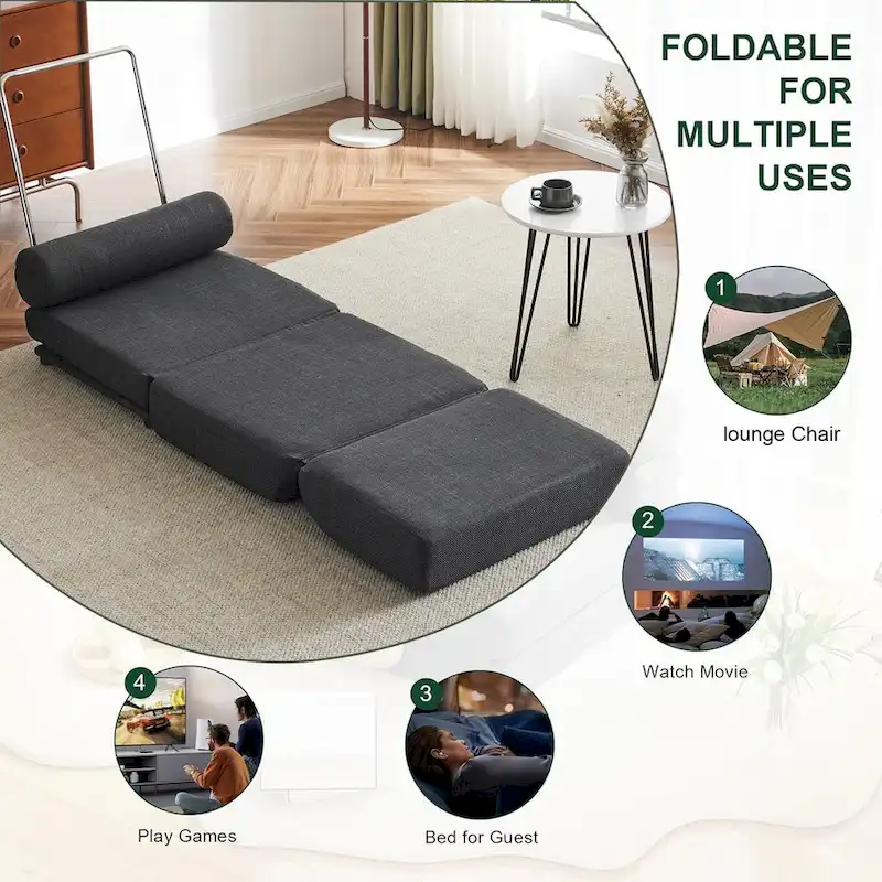 Single Sofa Chair Foldable Single Sofa Bed with Pillow