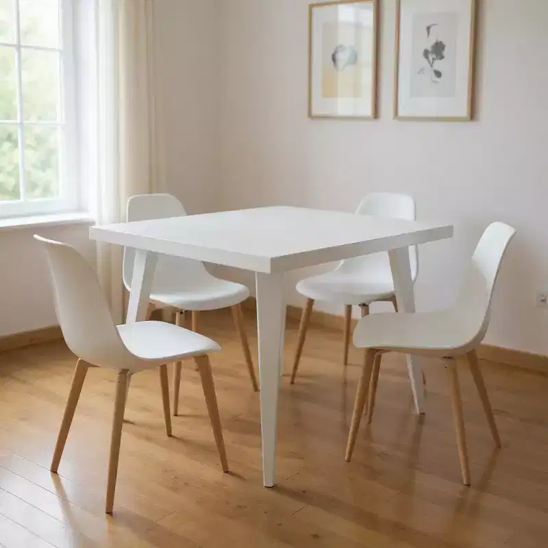 HomeRoots 32 White Steel and Metal Square Dining Table