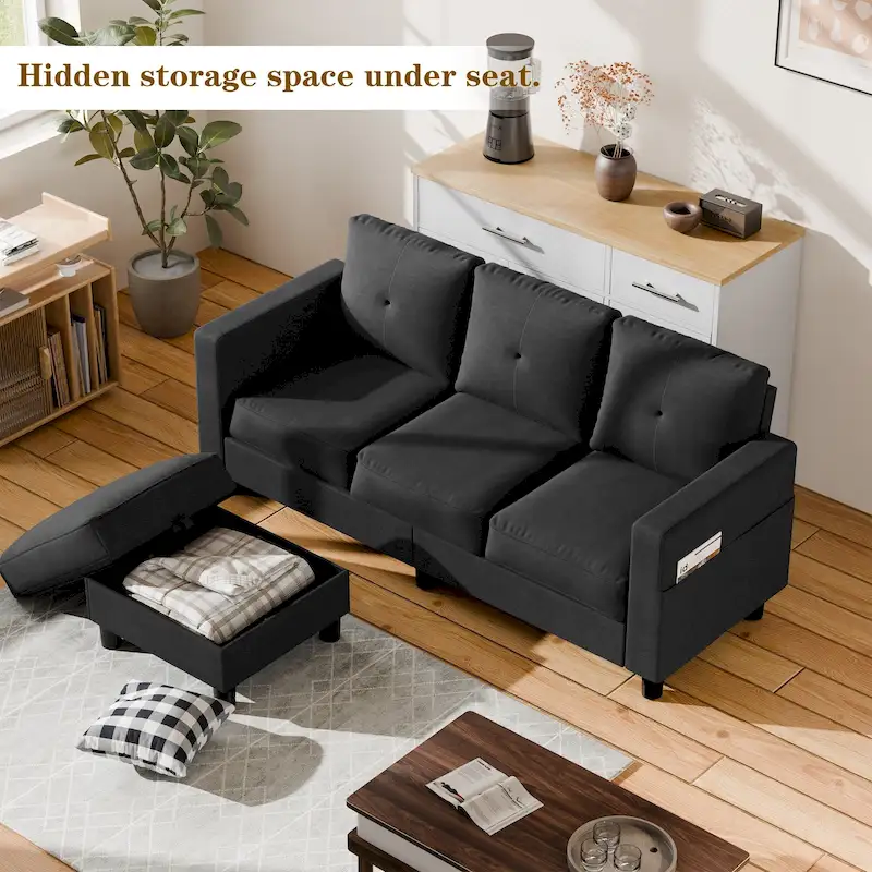 Futzca Modern L-shaped Convertible Sectional Sofa w/ Reversible Chaise