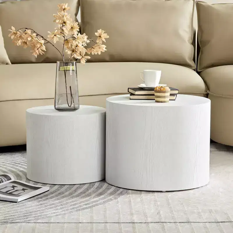 MAYEERTY 2-Piece Round Coffee Table Set No Assembly Living Room Office Bedroom