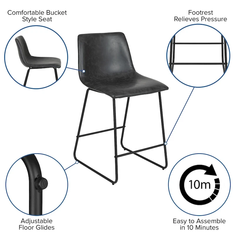 Upholstered Counter Height Modern Dining Stools (Set of 2)