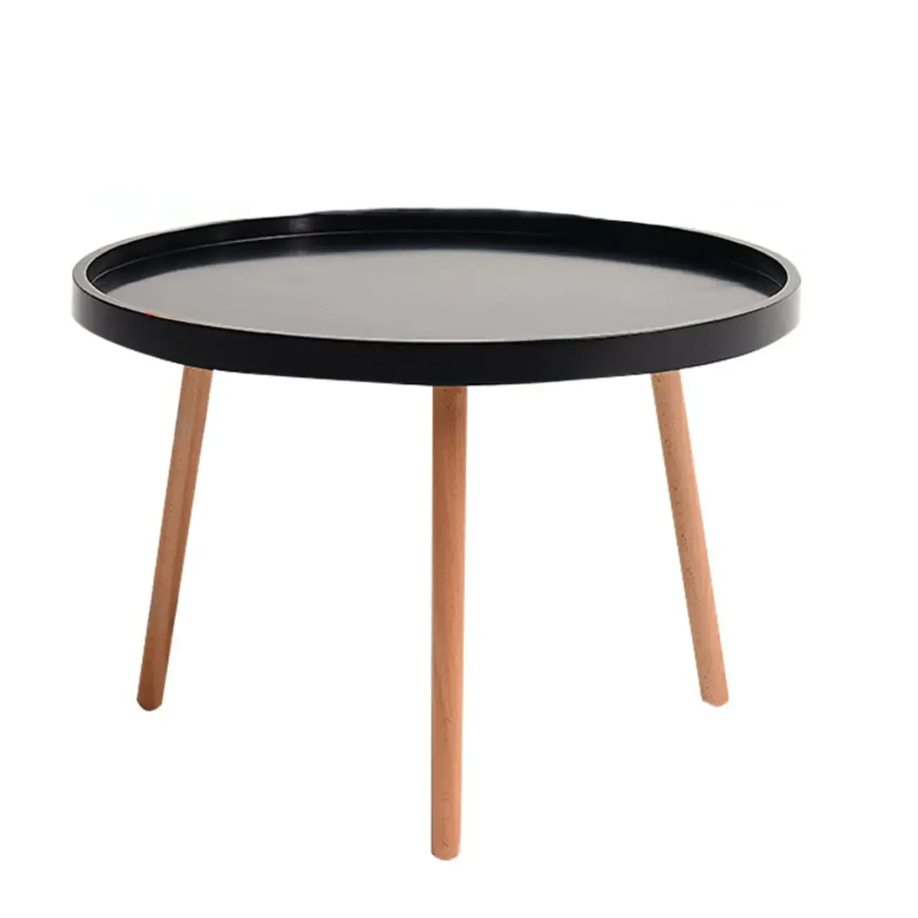 Modern Round Waterproof Coffee Table with Wood Three Leg