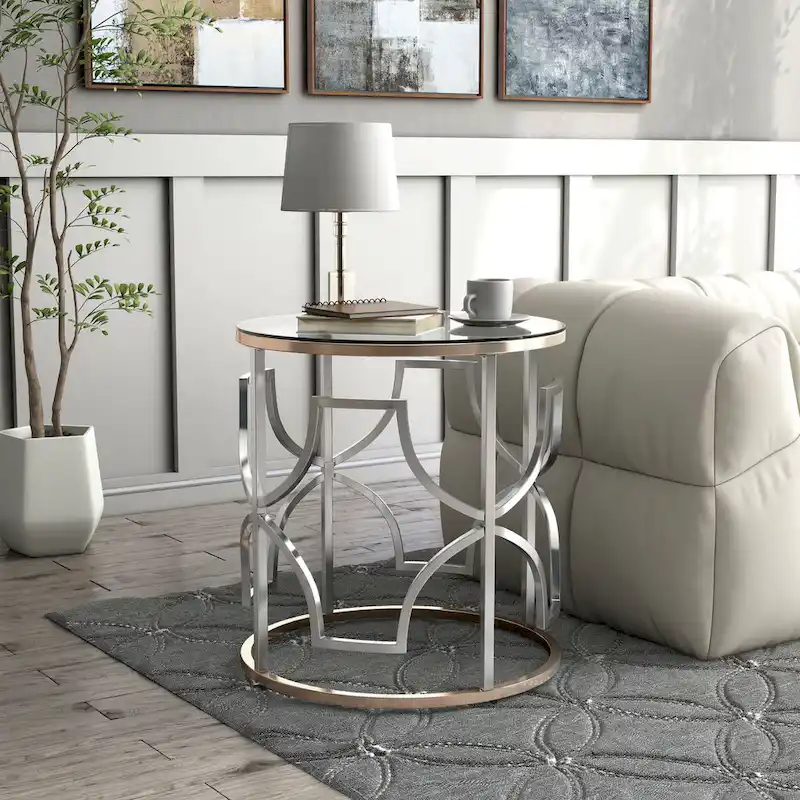 Chrome Gold Round Open End Table for 1