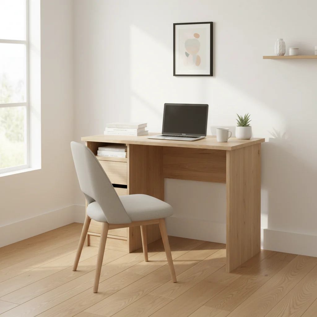 Home Office Writing Desk with 3 Drawers and Open Shelf