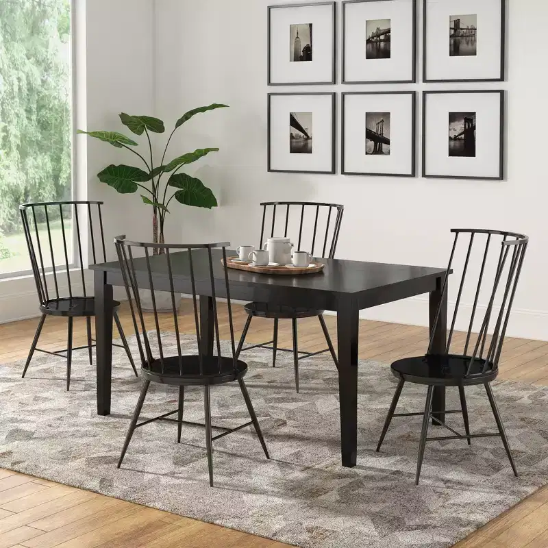 Salido Black Mixed Back Finish Dining Set - 5-Piece - iNSPIRE Q