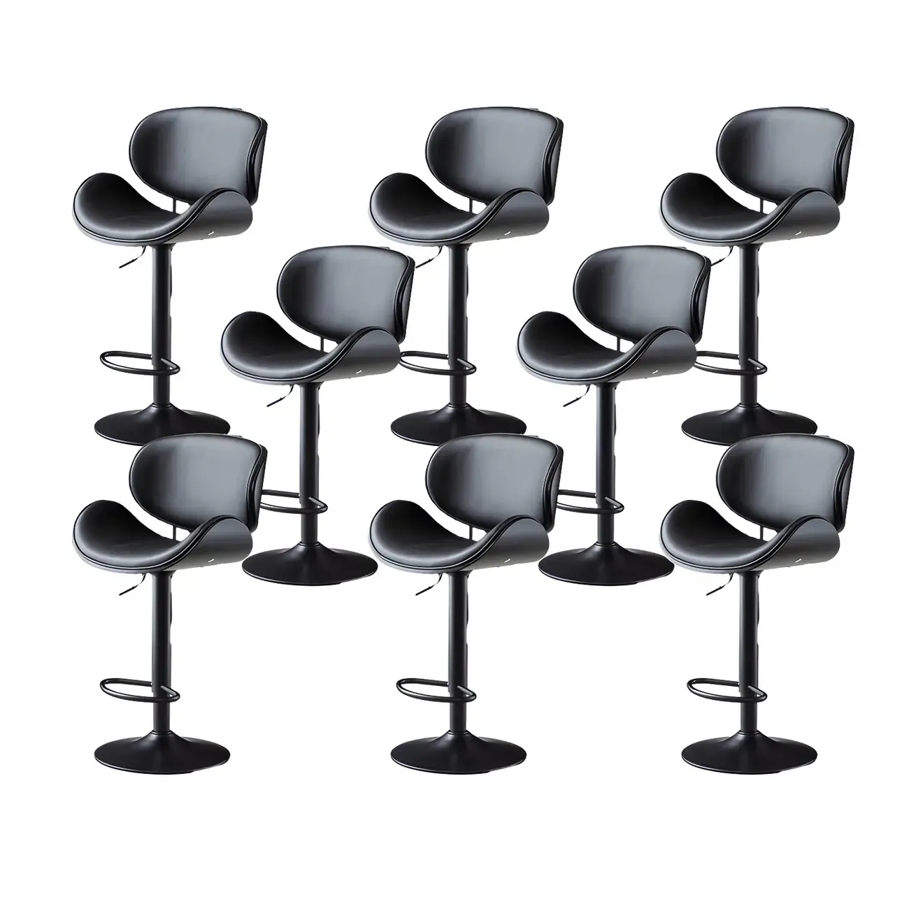 Arched Blackish Green Leather Swivel Adjustable Bar Stool