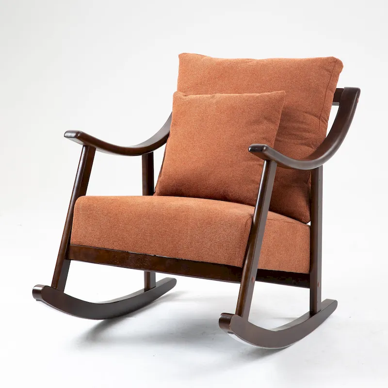 Linen Solid Wood Rocking Arm Chair