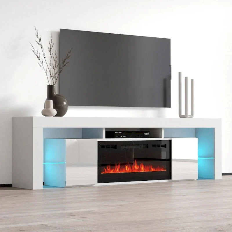 Soleo BL-EF Electric Fireplace 79 TV Stand