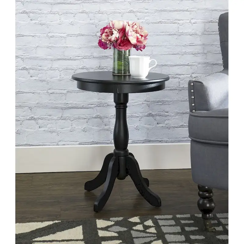 White Round Pedestal End Table