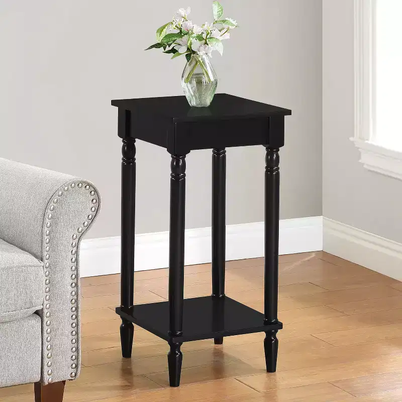 HomeStock 28 in.H Black Color Rectangle Wood Table Top End Table 1 -piece