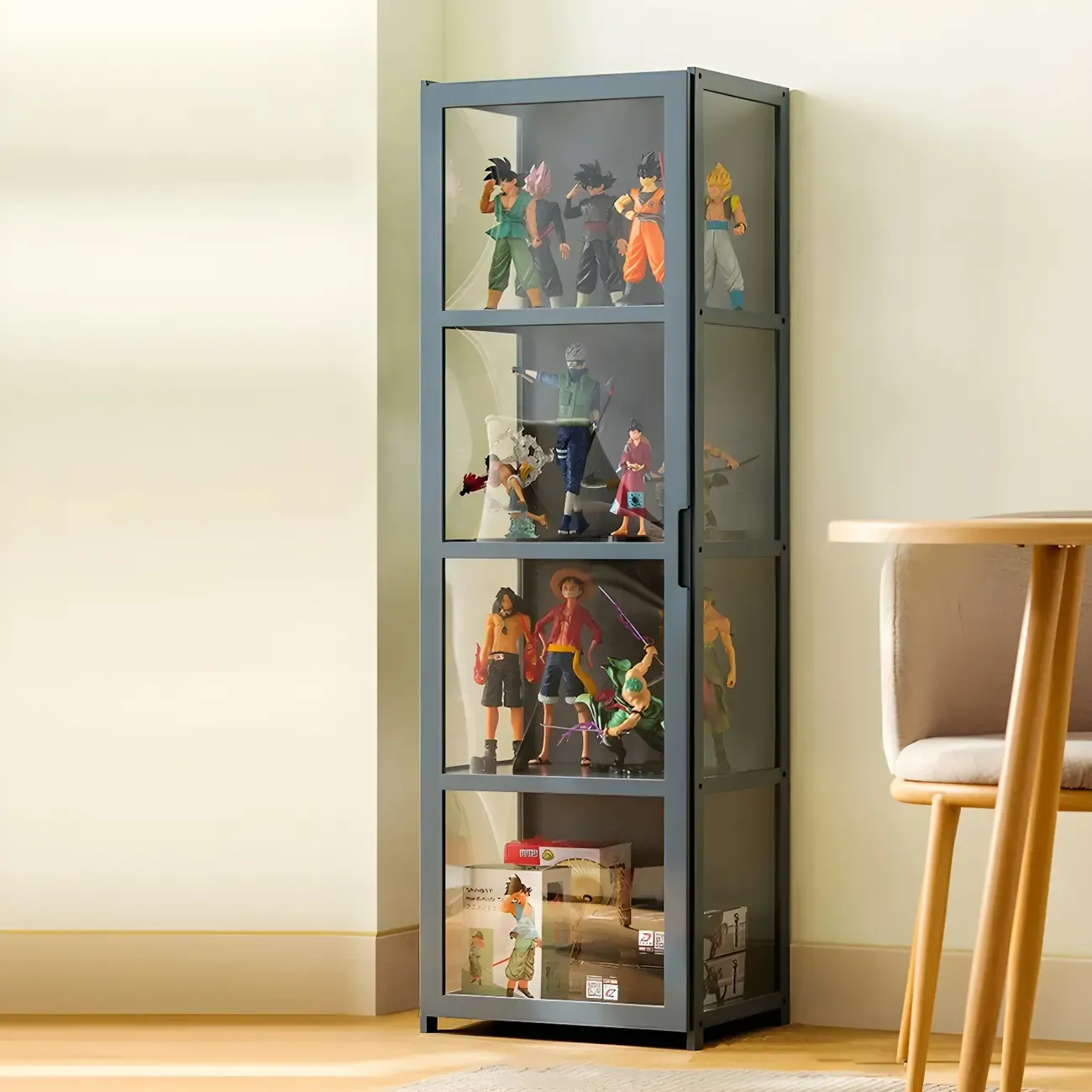 Modern Natural Bamboo Acrylic Standard  Display Cabinet