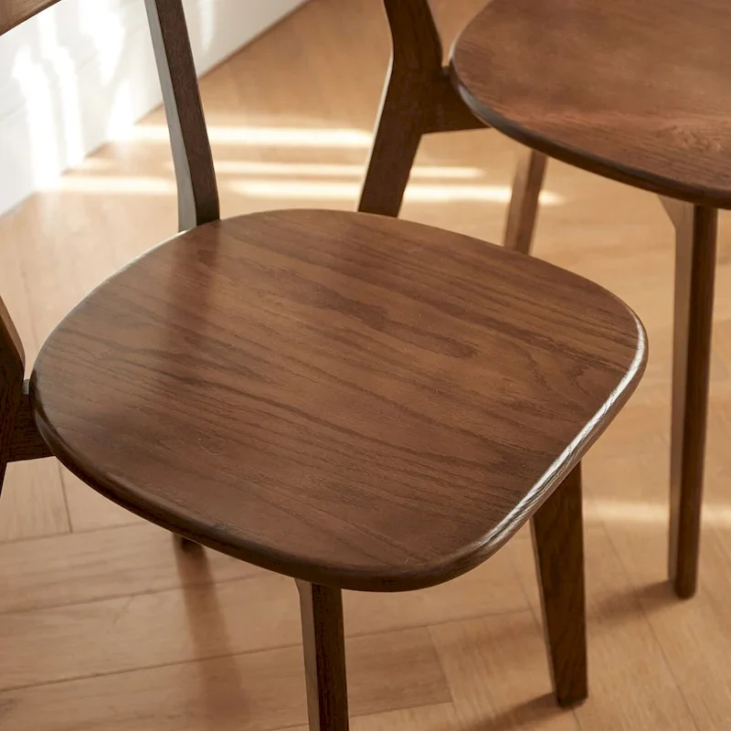 Walnut Solid Oak Wood Dining Chair, Farmhouse Style, Single Seat