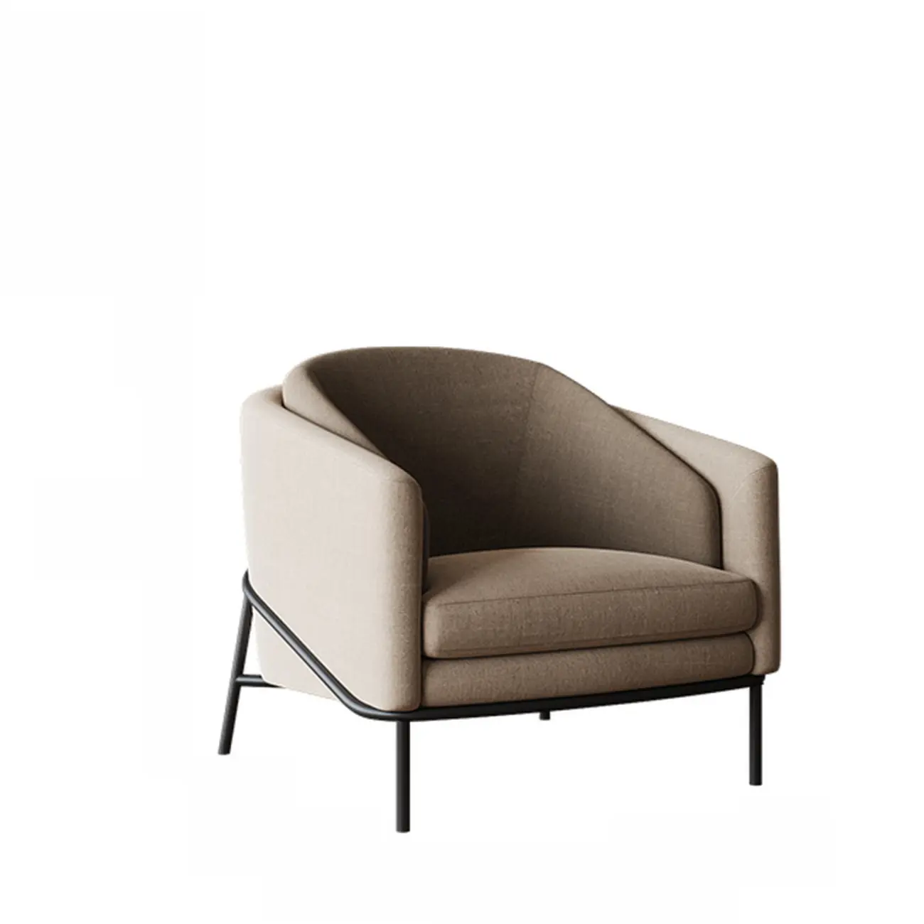 Modern Khaki Fabric Upholstered Barrel Chair
