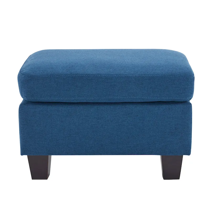 Upholstered Fabric Ottoman with Birch Wood Legs