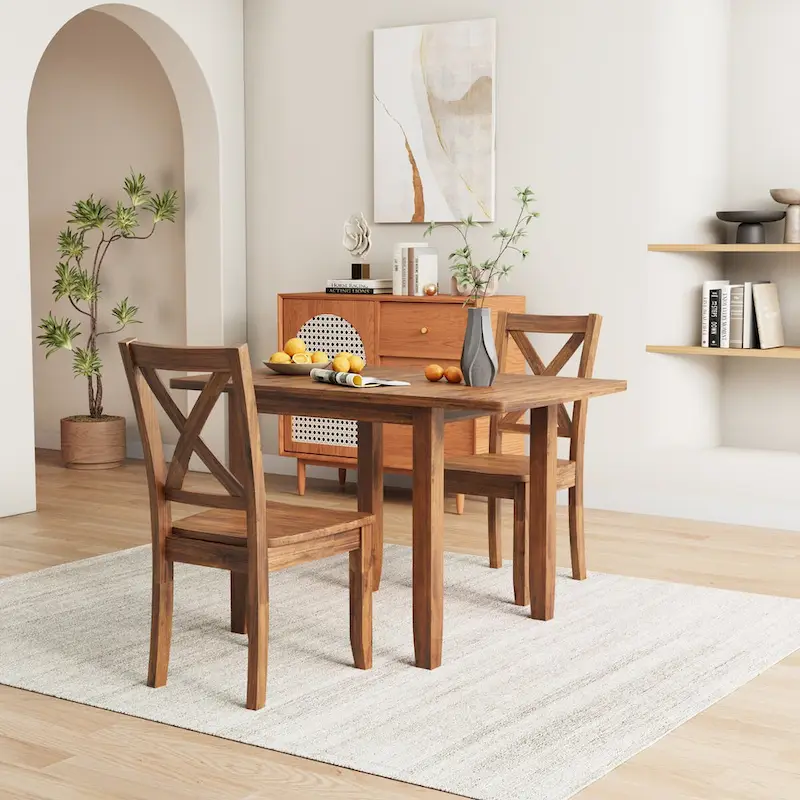 3-Piece Wood Drop Leaf Breakfast Nook Dining Table Set