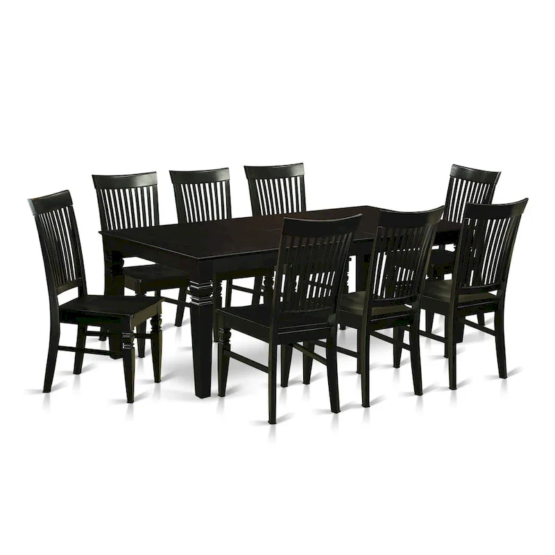 East West Furniture Dining Room Furniture Set- a Rectangle Kitchen Table and Dining Chairs, Black (Pieces Options)