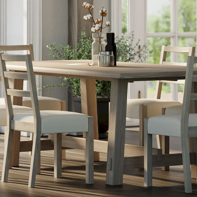 Maven Lane Yves Rectangular Wooden Dining Table in Weathered Black Finish