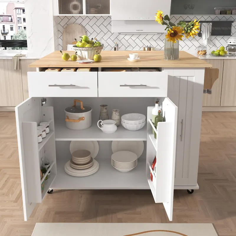 Kitchen Island With Drop Leaf(no include stool)