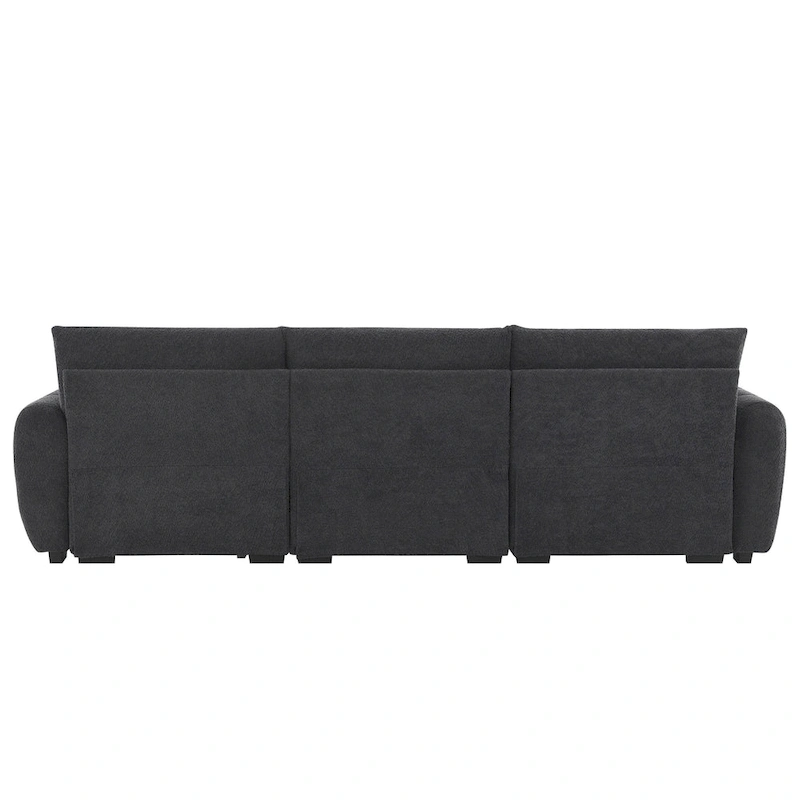 100 L-Shaped Sofa Boucle Fabric Couch with Movable Ottoman