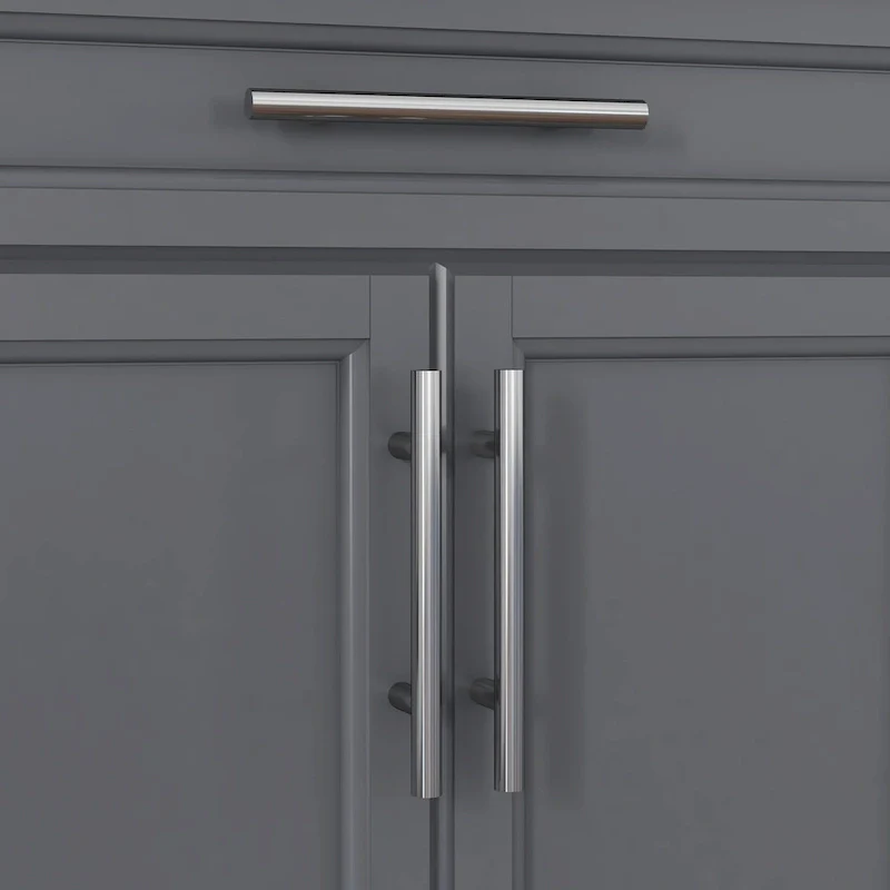 Kitchen Island on Wheels, Rolling Kitchen Cart with Stainless Steel Countertop, Drawer, Towel Rack and Spice Rack