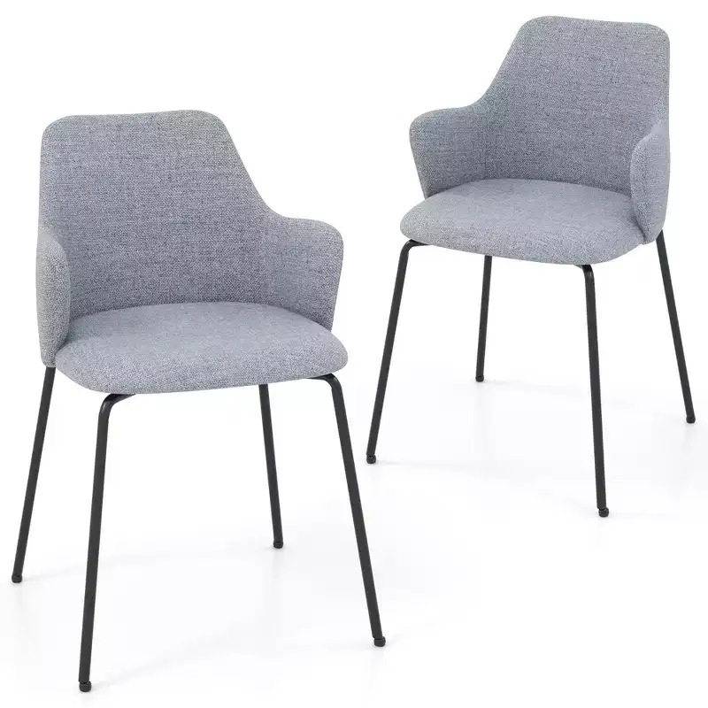 Costway Dining Chairs Set of 2 w/ Curved Backrest Wide Seat & Armrests