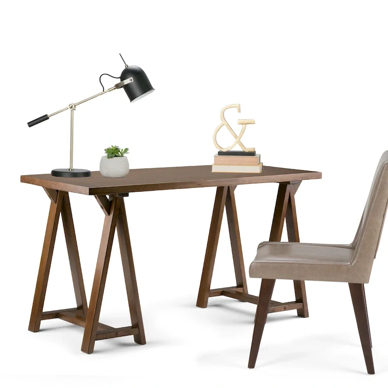 WYNDENHALL Hawkins SOLID WOOD Modern Industrial 56 inch Wide Writing Desk