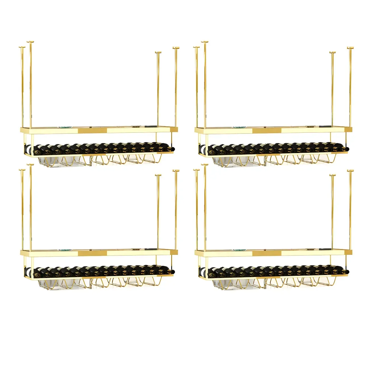 Modern Metal Hanging Wine Rack with Glass Holder