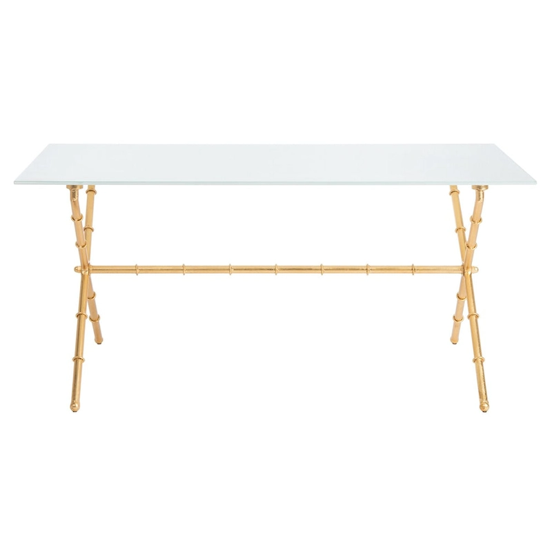 SAFAVIEH Treasures Jocelyn Bronze-Ish Silver/ Glass Top Accent Table - 37.4 x 19.7 x 17