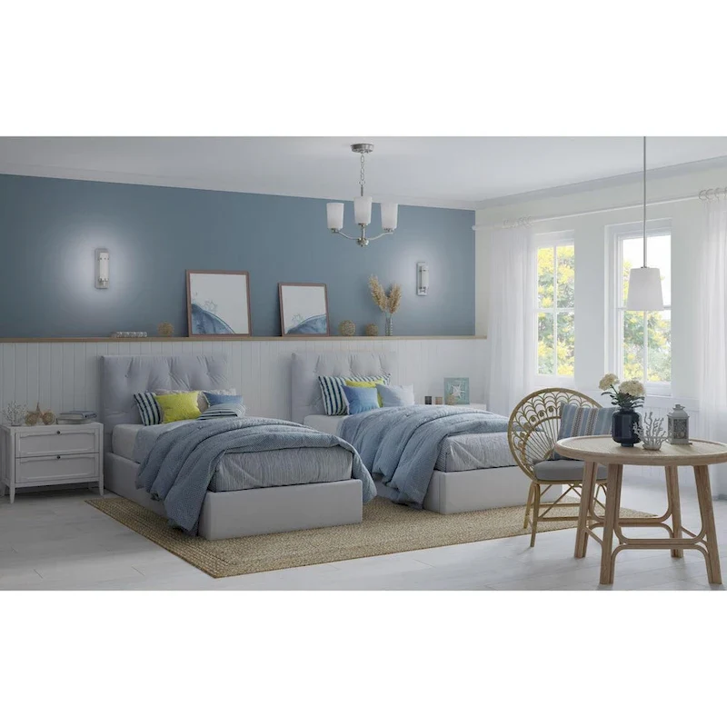 Clarion Collection One-Light Brushed Nickel Etched White Transitional Pendant - 9 in x 9 in x 11.37 in