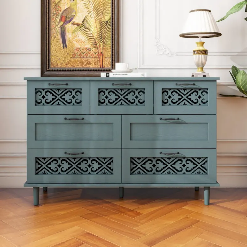 7-Drawer Cabinet - Blue/Dark Green