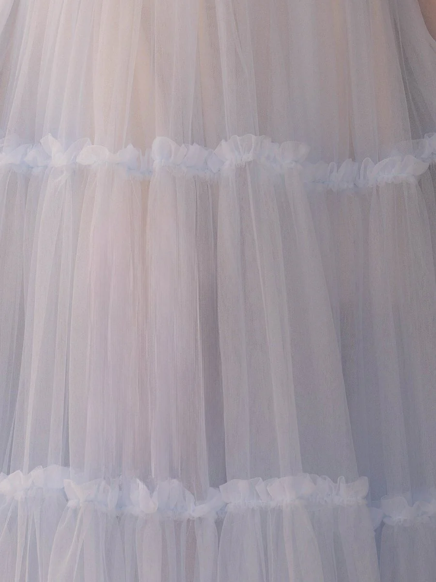 A-Line Corset Ruffled Tulle Prom Dress