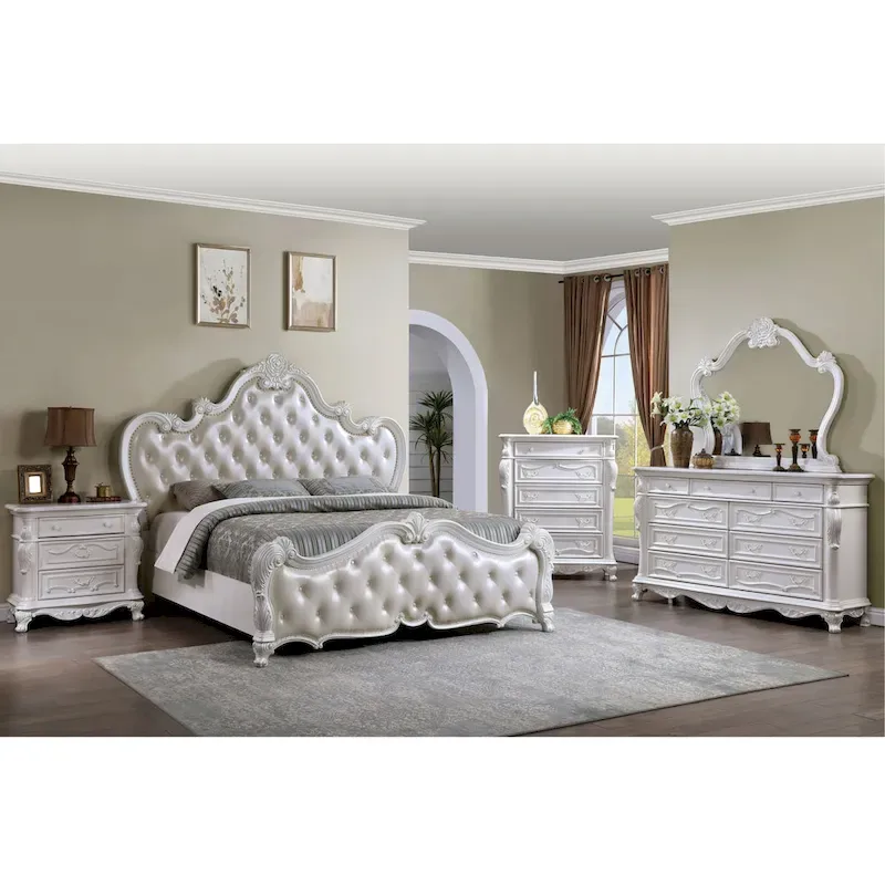 Furniture of America Eugene Traditional 6-Piece Solid Wood Panel Bedroom Set