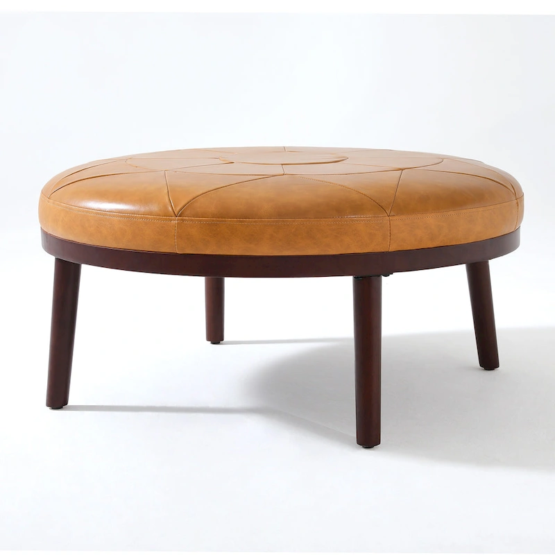 34.5 W Full-Grain Genuine Italian Leather Ottoman by Lumibee