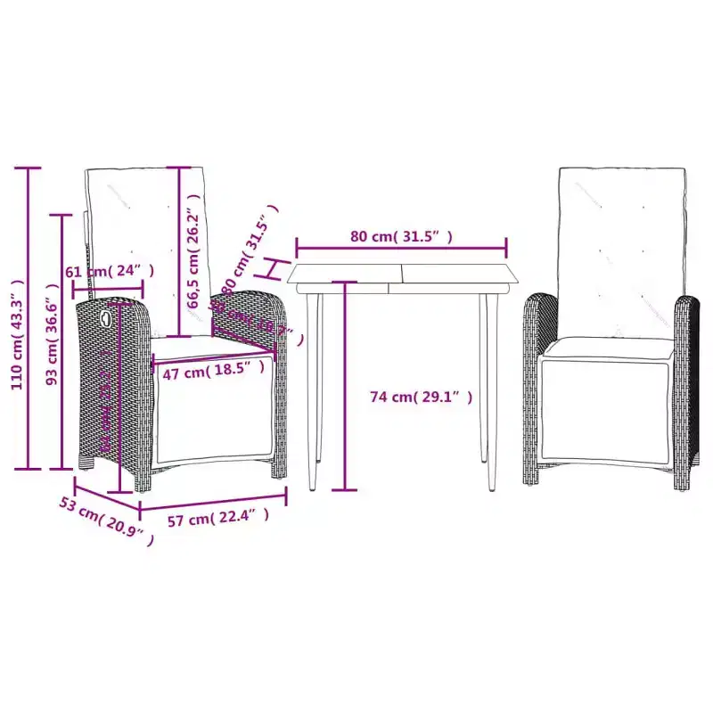 vidaXL Chic Garden Dining Set with Cushions