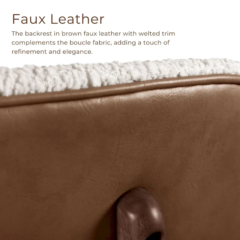 Mid-century 2-Pack Walnut Dining Chair Set with Boucle Upholstery