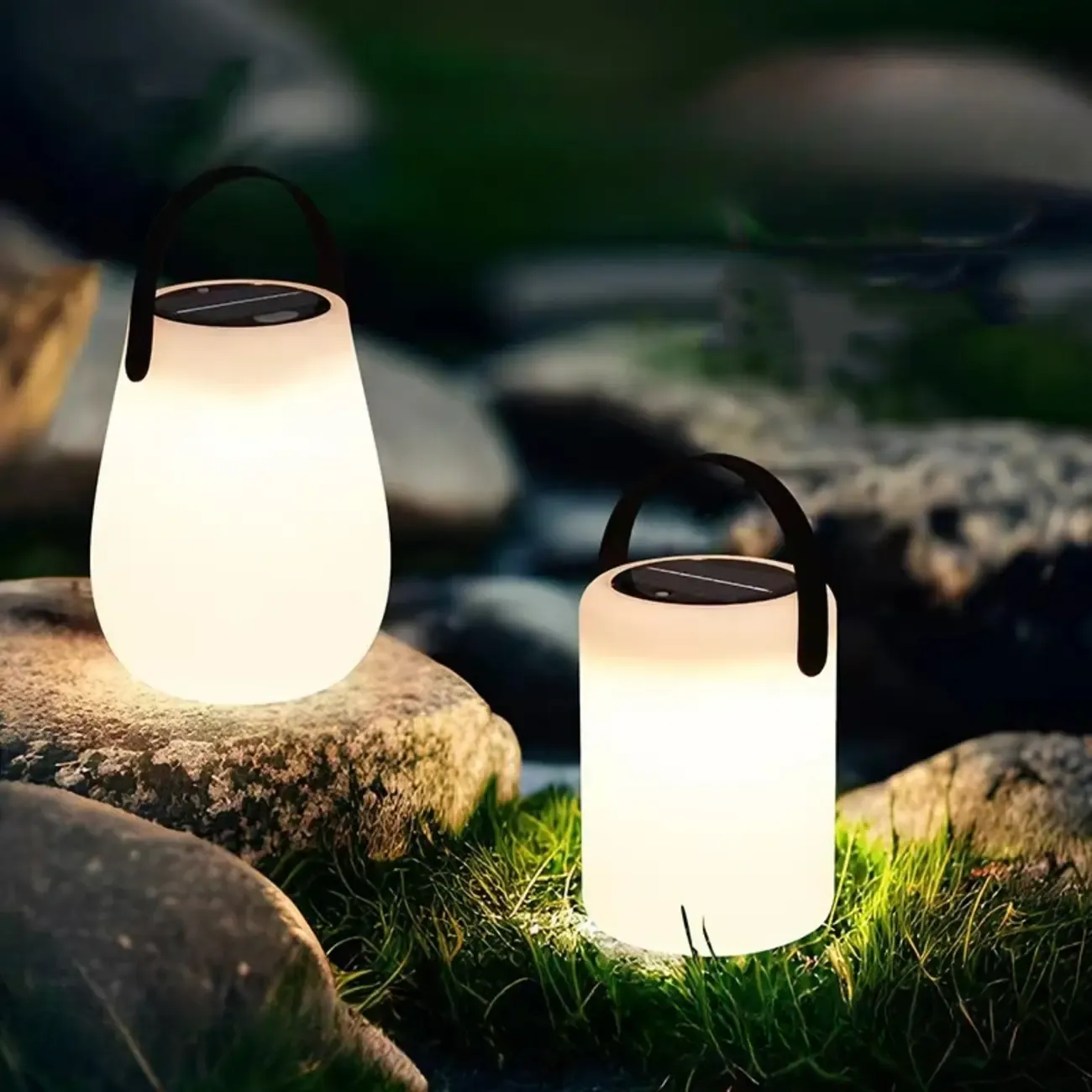 Modern White Geometric Resin Outdoor Post Lights