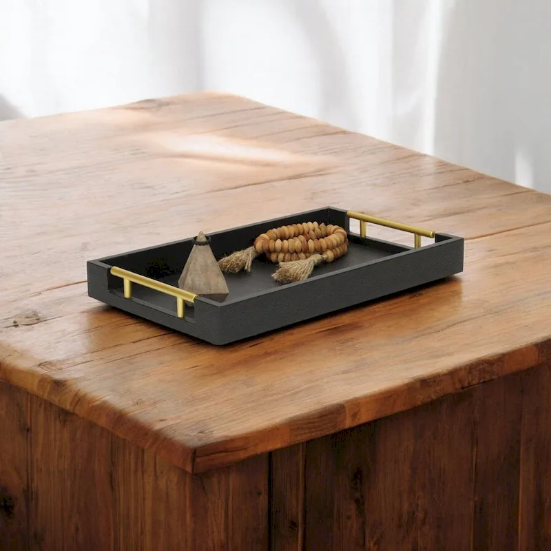 Lusan Faux Shagreen Tray with Handles