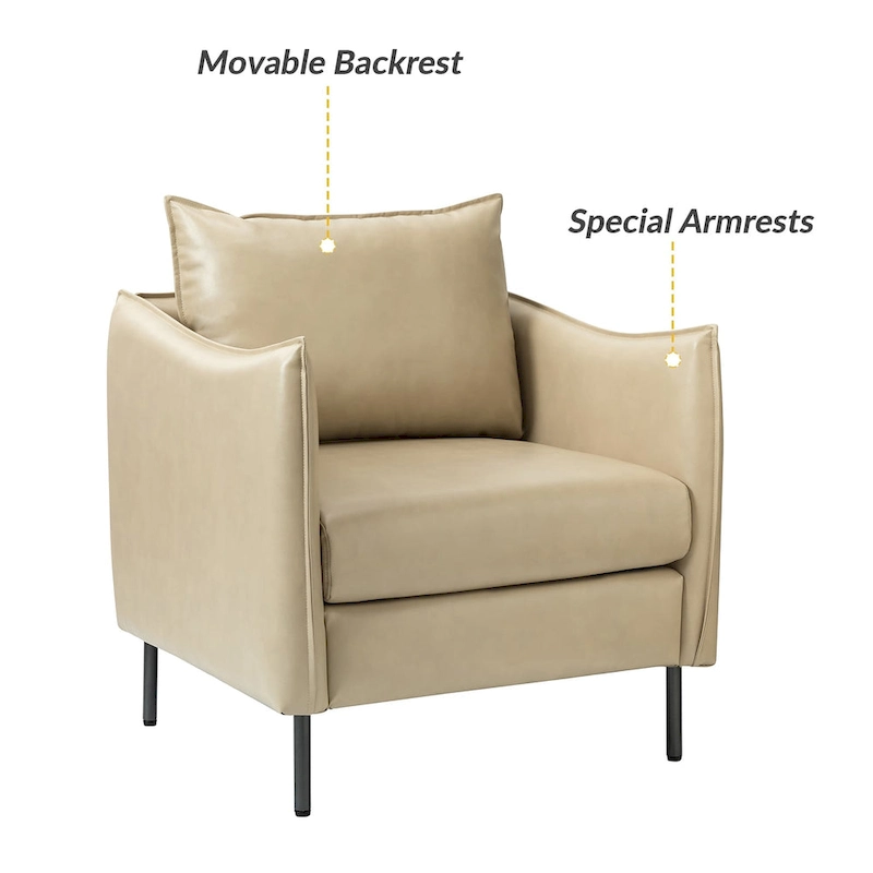 Jaime Modern Vegan Leather Accent chair with Metal Legs Set of 2 by HULALA HOME