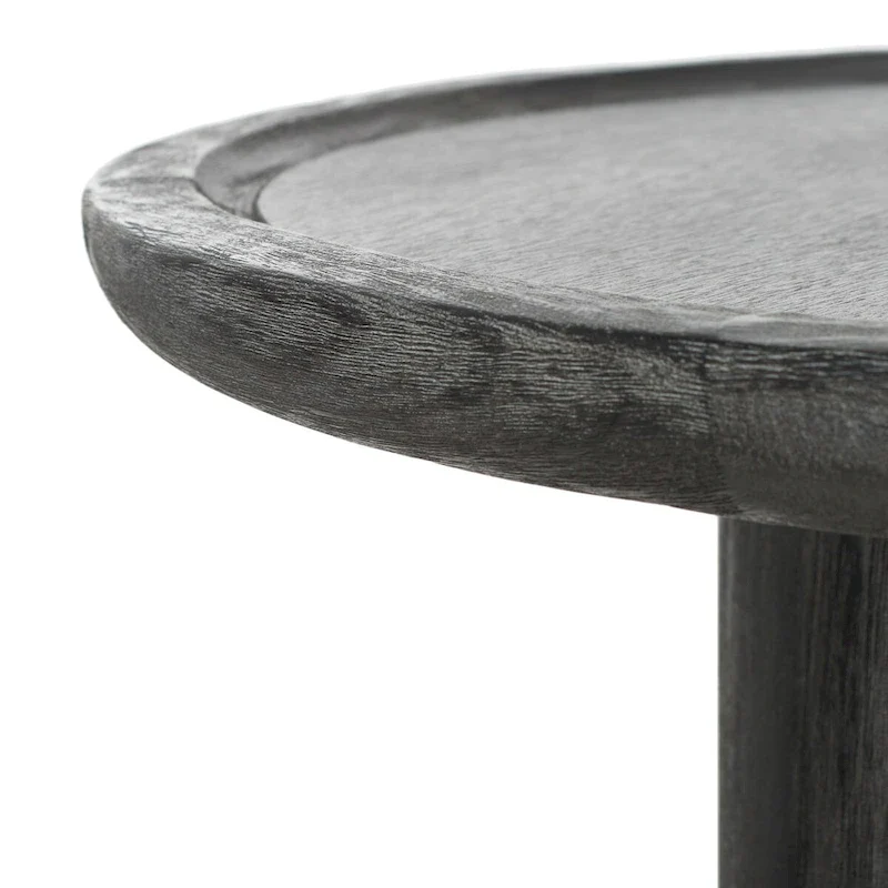 Round Pedestal Coffee Table – Natural / Dark Oak / Black / Black & White Wash, Farmhouse Style