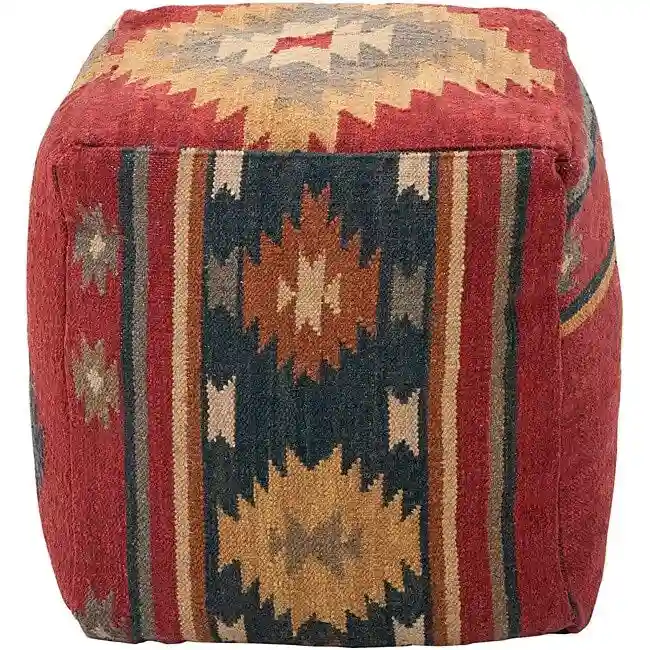 Southwestern Maroon 18-Inch Decorative Cube Pouf